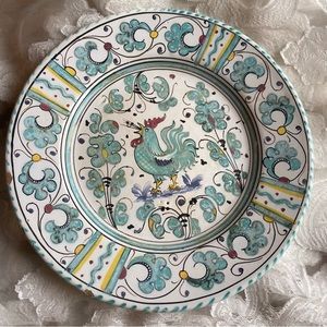 COPY - Vintage Orvieto Italian Ceramic Green Singing Rooster Salad Plate 8”